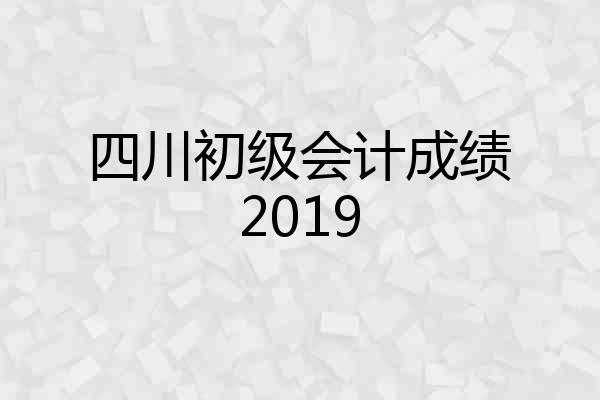 四川初级会计成绩2019