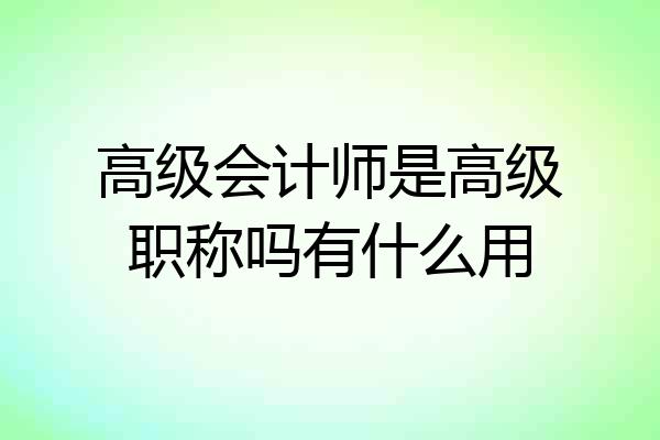 高级会计师是高级职称吗有什么用