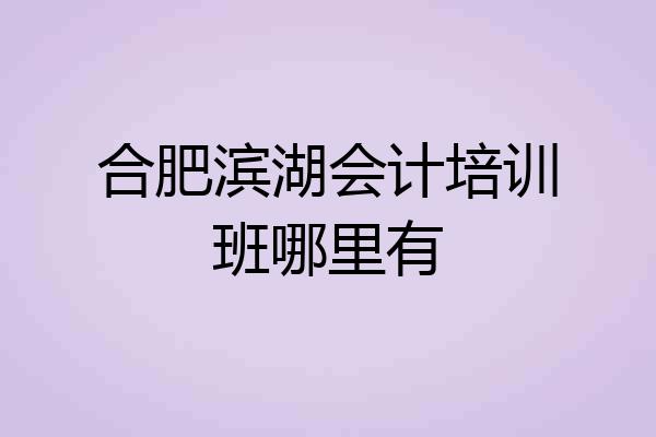 合肥滨湖会计培训班哪里有