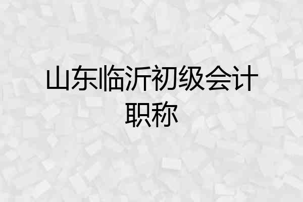 山东临沂初级会计职称