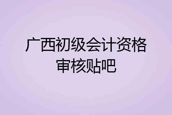 广西初级会计资格审核贴吧