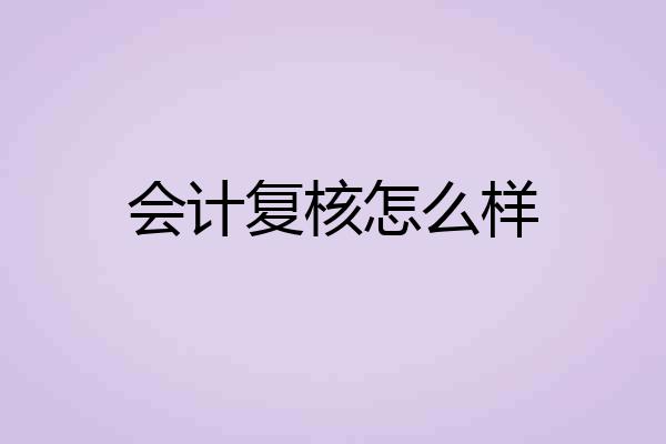 会计复核怎么样