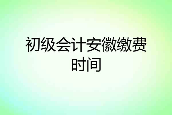 初级会计安徽缴费时间