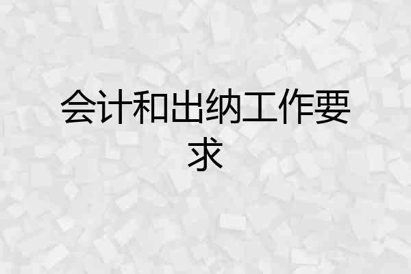 会计和出纳工作要求