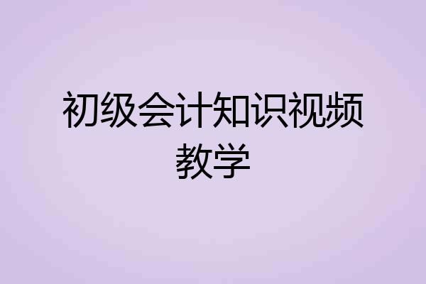 初级会计知识视频教学