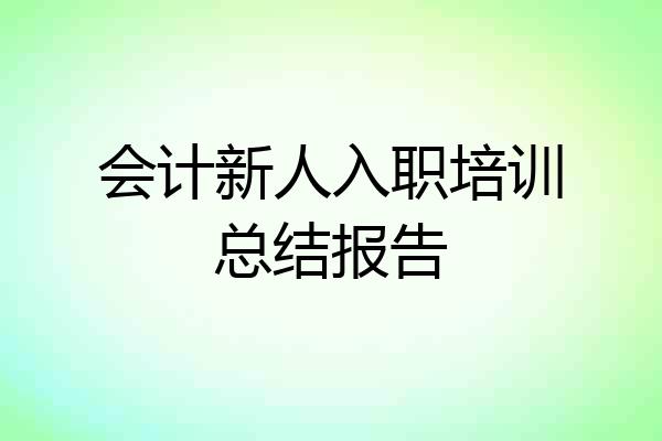 会计新人入职培训总结报告