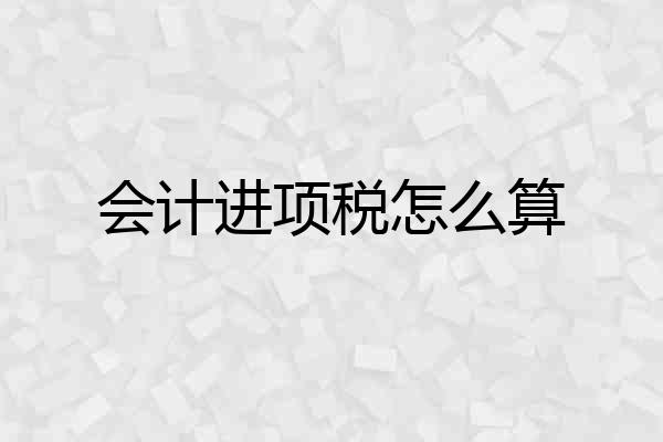 会计进项税怎么算