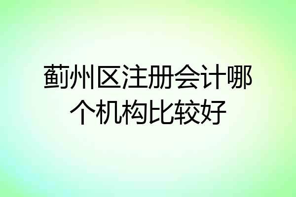 蓟州区注册会计哪个机构比较好