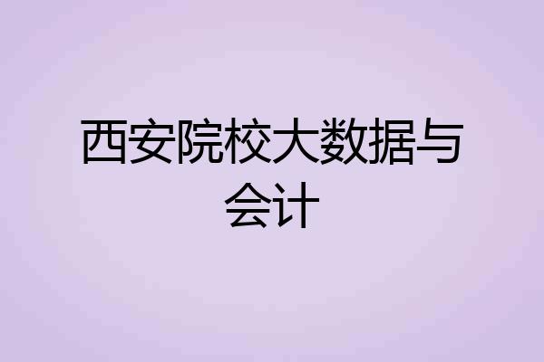 西安院校大数据与会计
