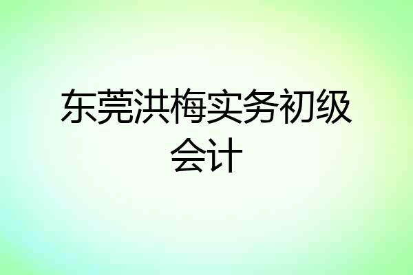 东莞洪梅实务初级会计