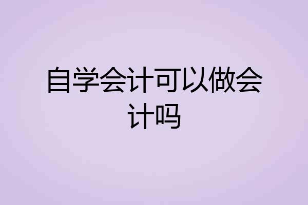 自学会计可以做会计吗