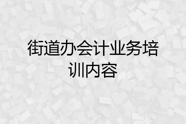 街道办会计业务培训内容