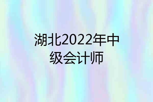 湖北2022年中级会计师