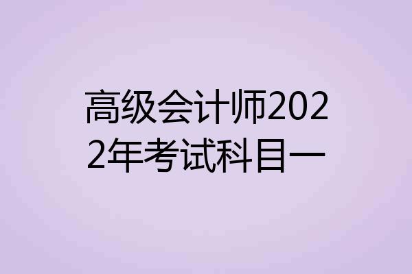 高级会计师2022年考试科目一