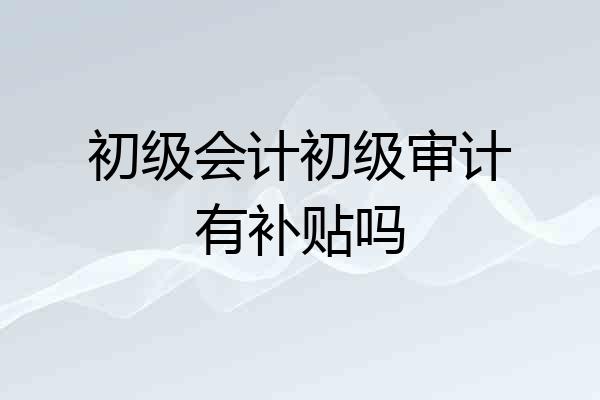 初级会计初级审计有补贴吗