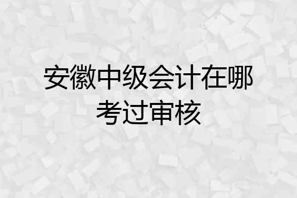 安徽中级会计在哪考过审核