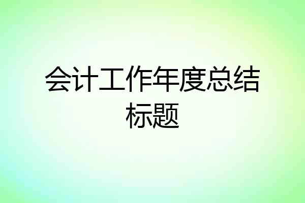 会计工作年度总结标题