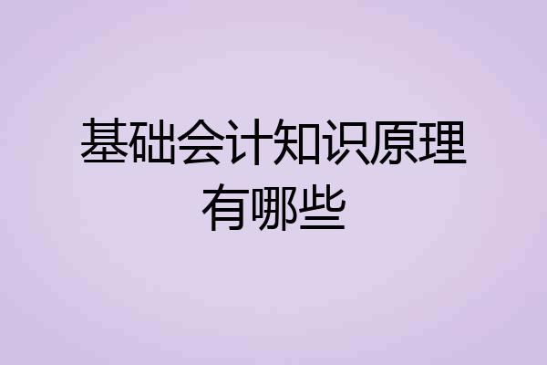 基础会计知识原理有哪些