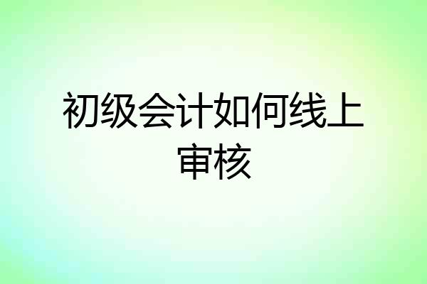 初级会计如何线上审核