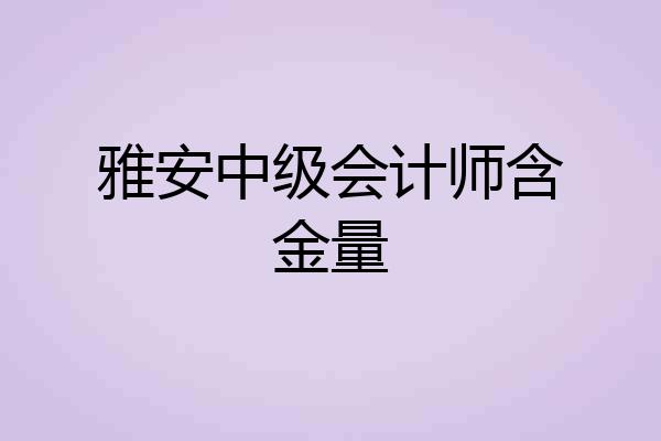 雅安中级会计师含金量