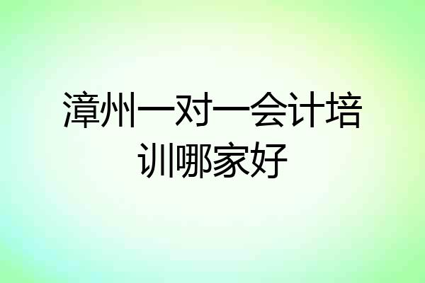漳州一对一会计培训哪家好
