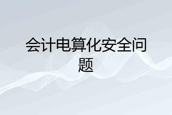 会计电算化安全问题