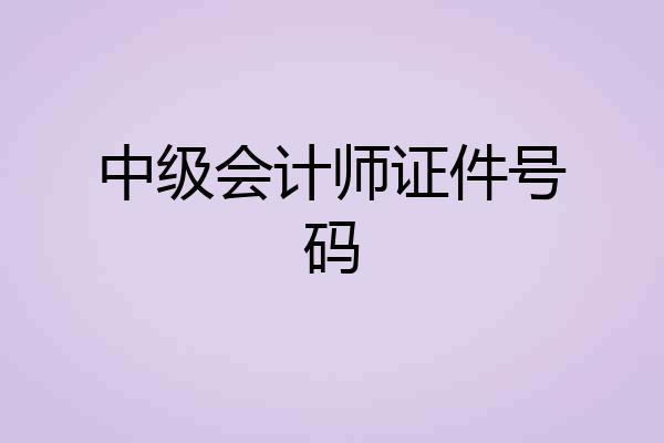 中级会计师证件号码