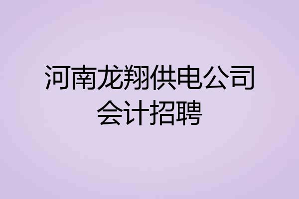 河南龙翔供电公司会计招聘