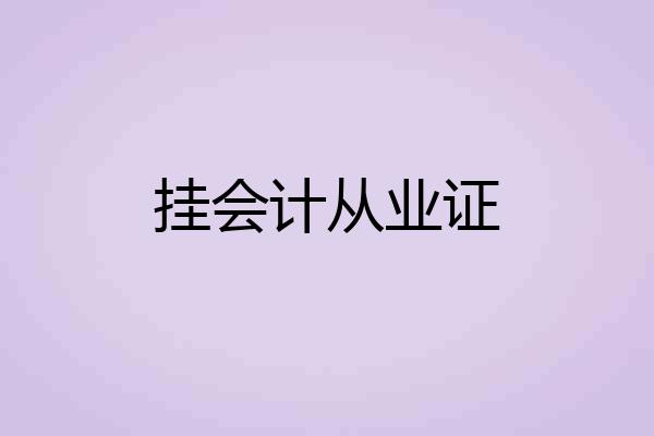 挂会计从业证