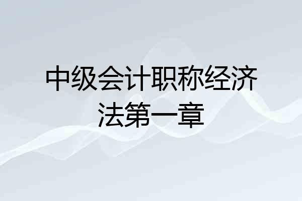 中级会计职称经济法第一章