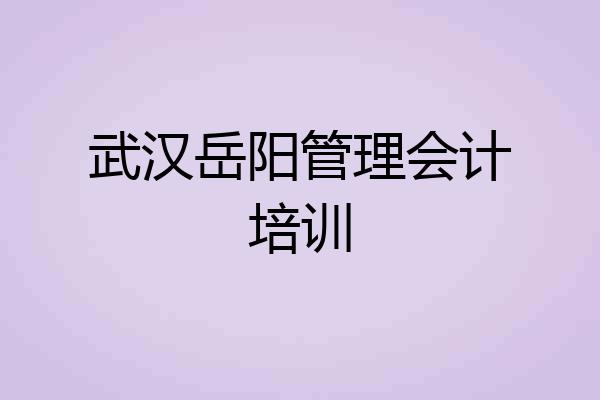 武汉岳阳管理会计培训
