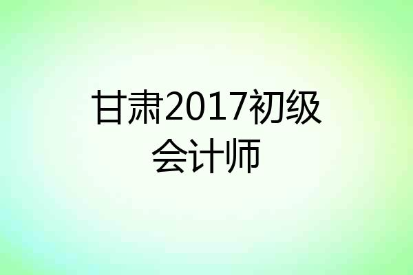 甘肃2017初级会计师
