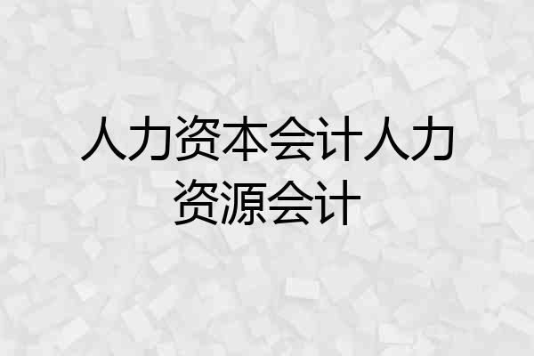 人力资本会计人力资源会计