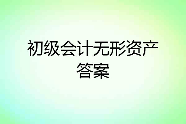 初级会计无形资产答案
