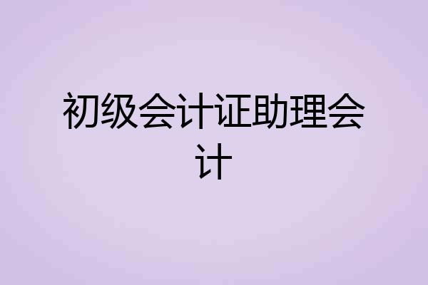 初级会计证助理会计