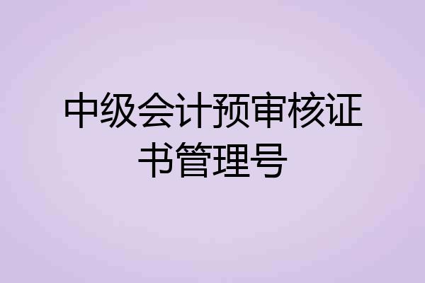 中级会计预审核证书管理号
