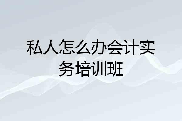 私人怎么办会计实务培训班