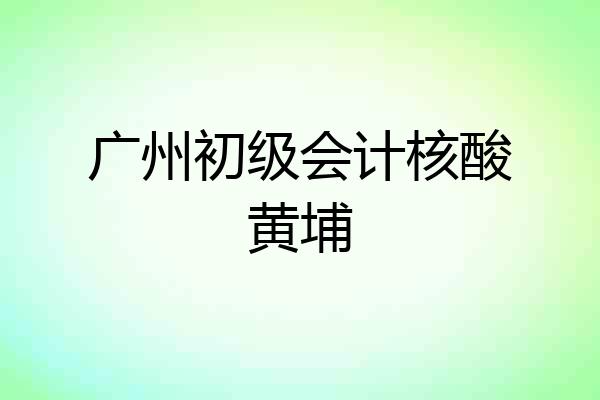 广州初级会计核酸黄埔