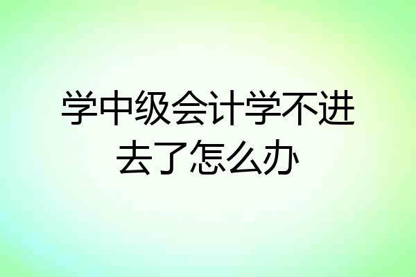 学中级会计学不进去了怎么办
