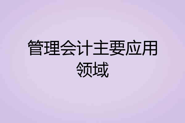 管理会计主要应用领域