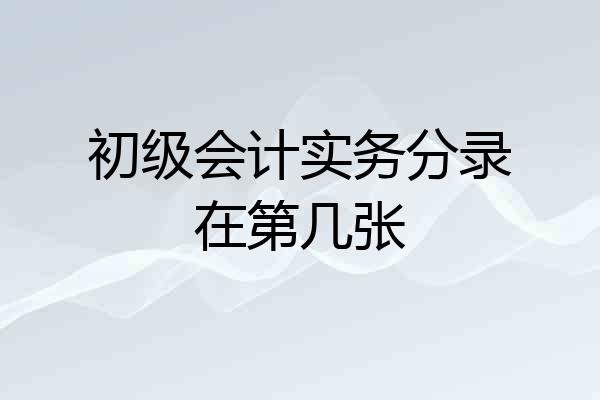初级会计实务分录在第几张