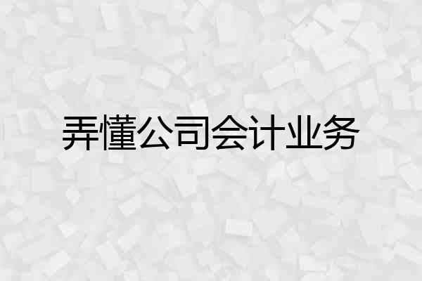 弄懂公司会计业务