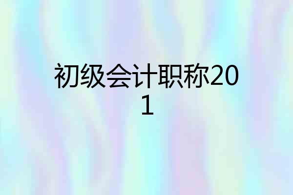 初级会计职称201