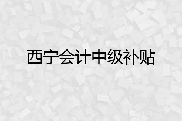 西宁会计中级补贴