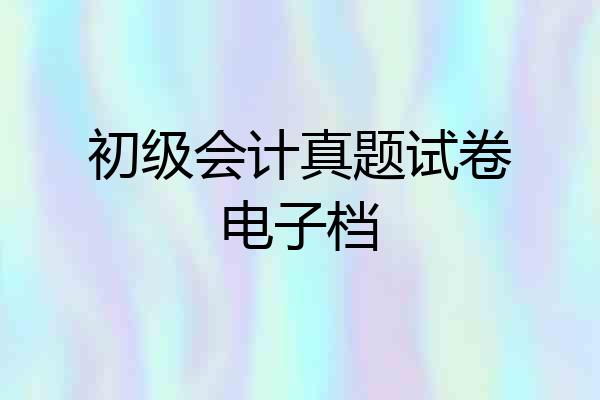 初级会计真题试卷电子档