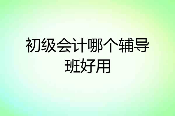 初级会计哪个辅导班好用