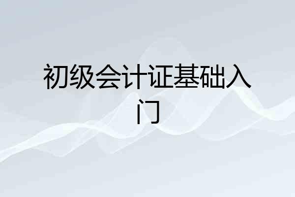 初级会计证基础入门