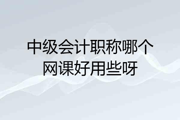 中级会计职称哪个网课好用些呀