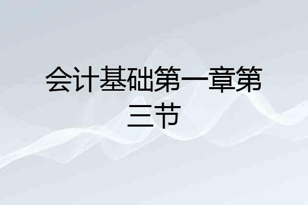 会计基础第一章第三节