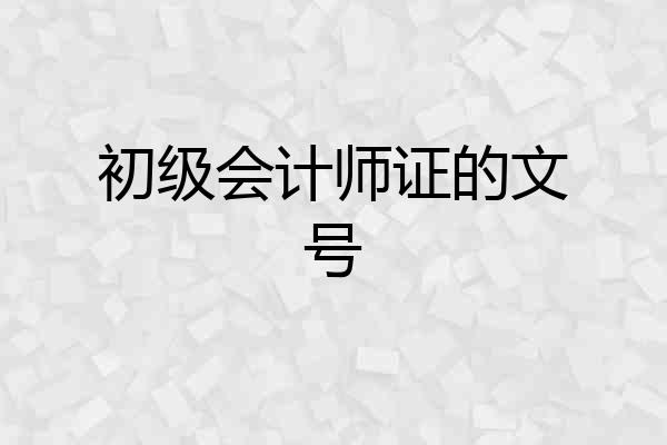 初级会计师证的文号